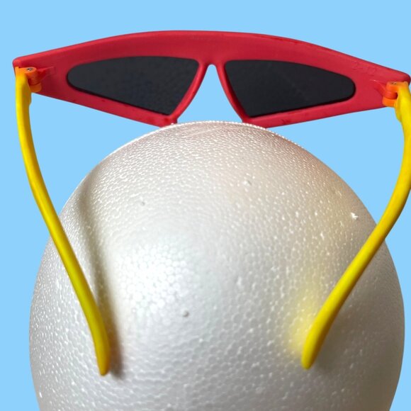 Retro Futuristic Back to the Future ll Movie Sunglasses Solar Shades Pink Yellow - Picture 6 of 9